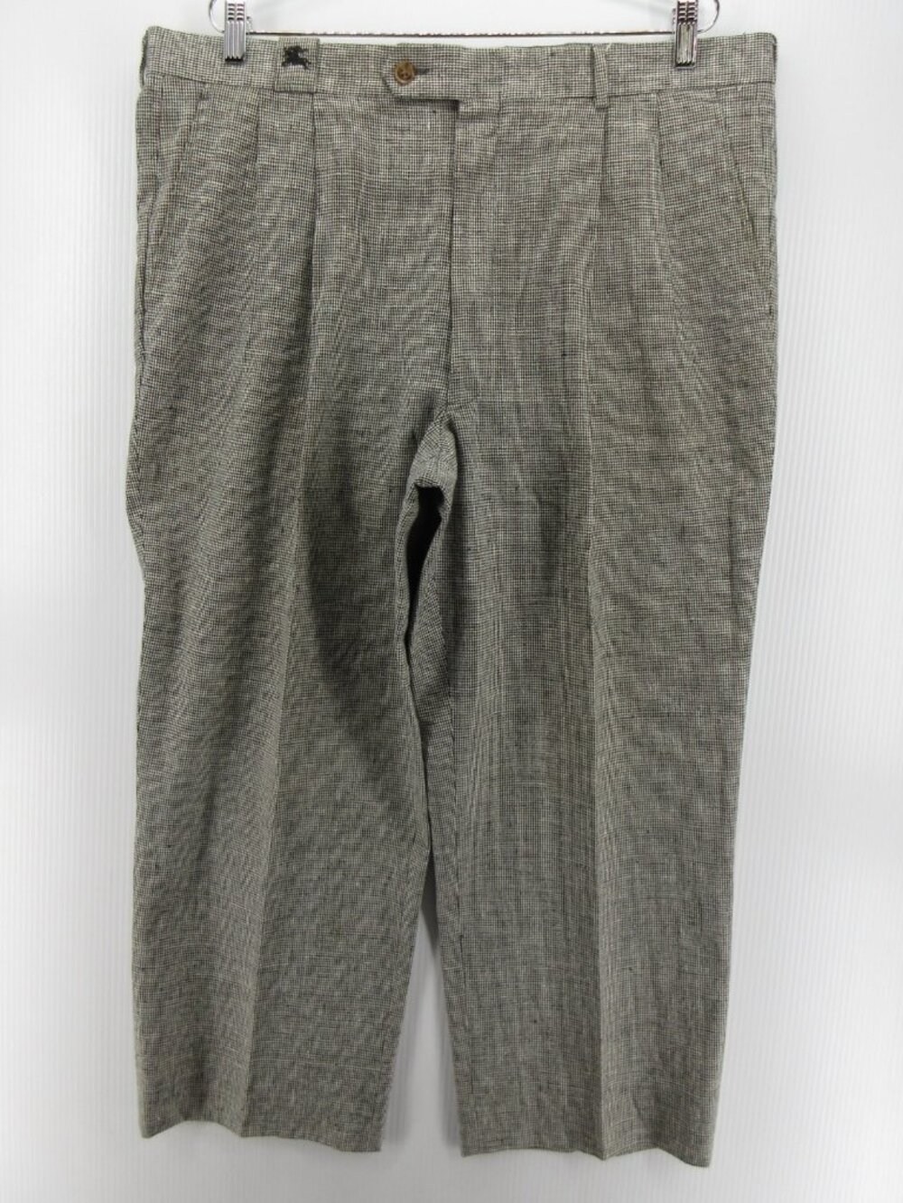 VINTAGE Burberry Pants 38X26 Wool Houndstooth Trousers USA Made Baggy